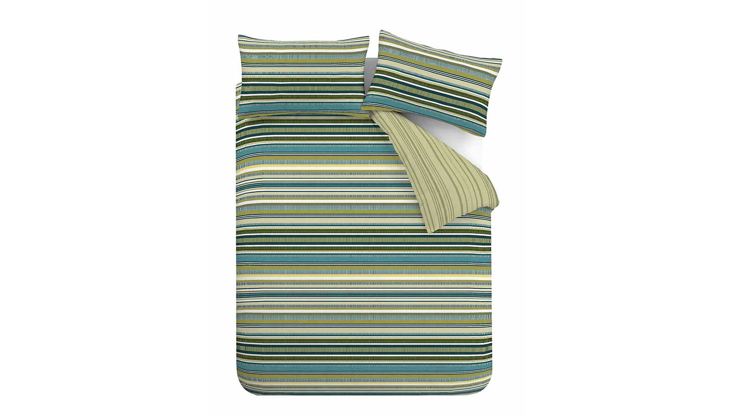 Striped duvet set green
