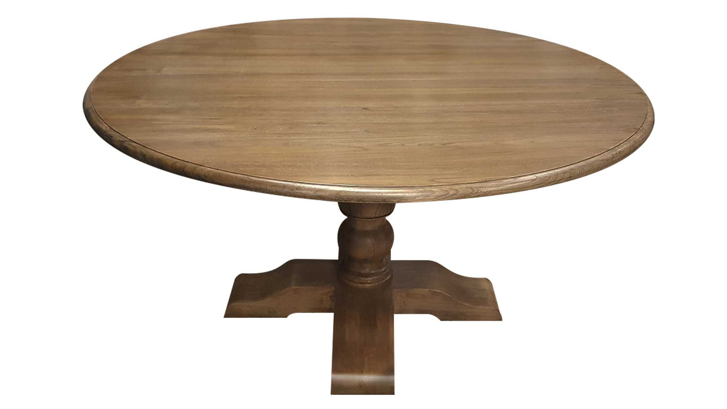 weathered oak dining table, 1.5m dining table, circular dining table