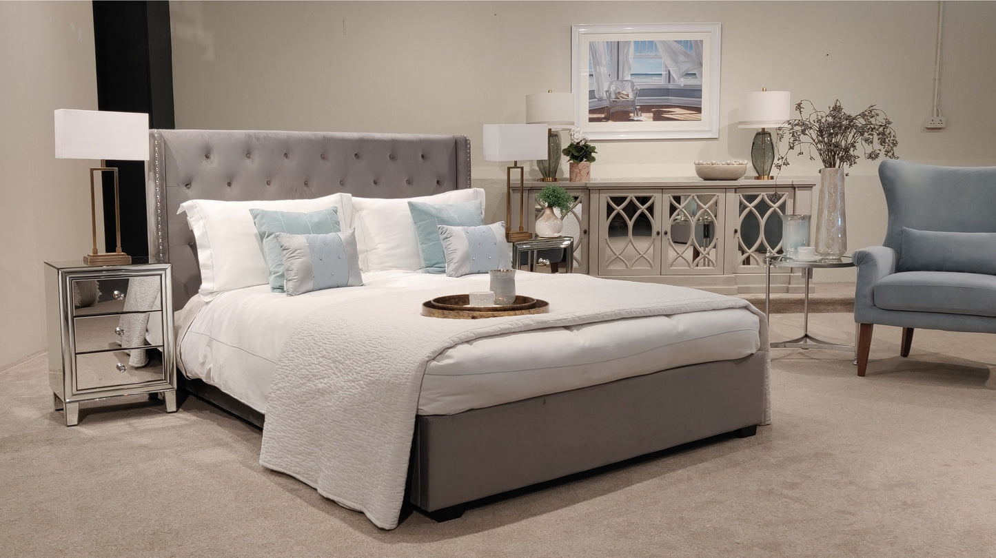 Mirrored Bedside Table 3Drawer