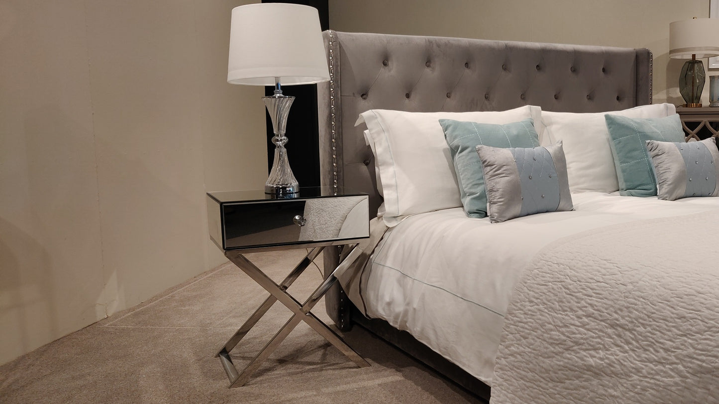 Mirrored Bedside Table X-Leg