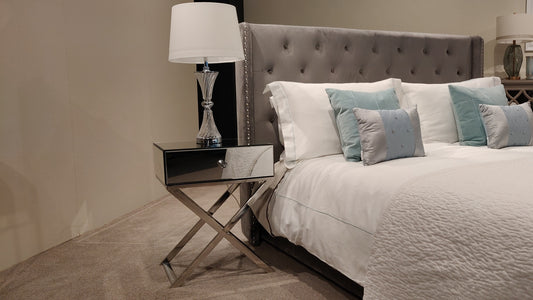 Mirrored Bedside Table X-Leg