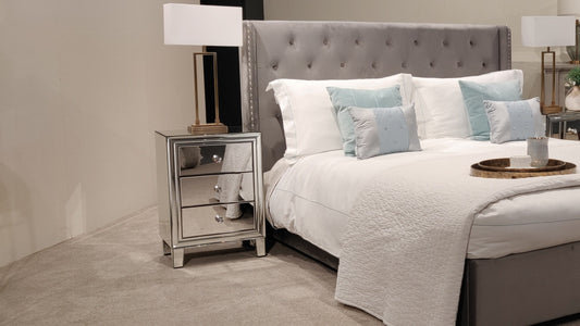 Mirrored Bedside Table 3Drawer