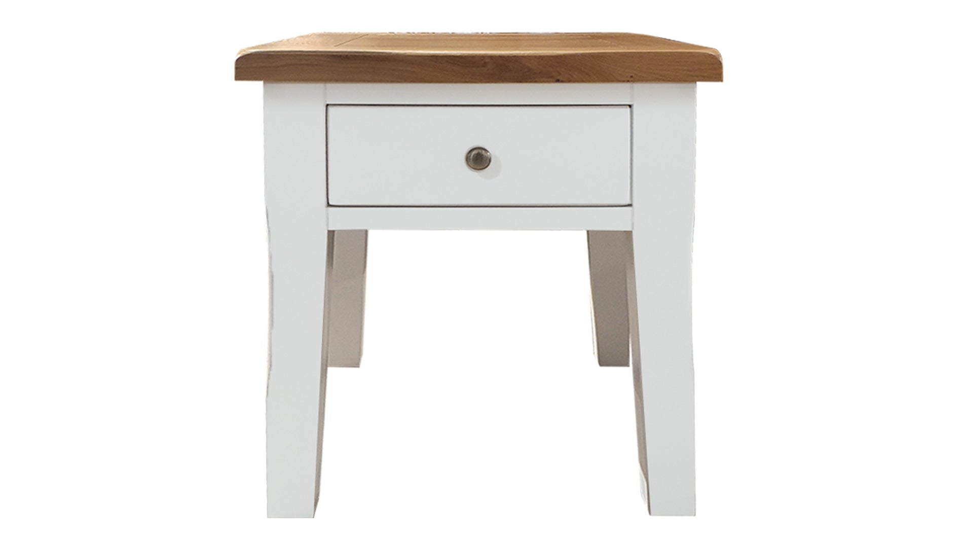 white lamp table with 1 drawer two tone lamp table