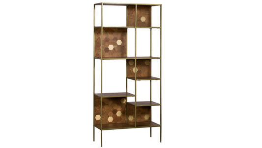 Midas bookcase office furniture mango wood brass