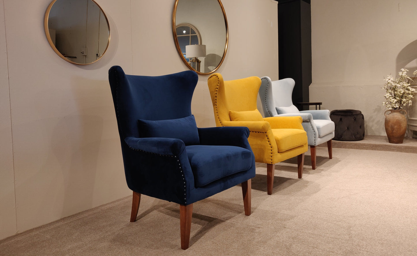 Myron Wing Chair Blue