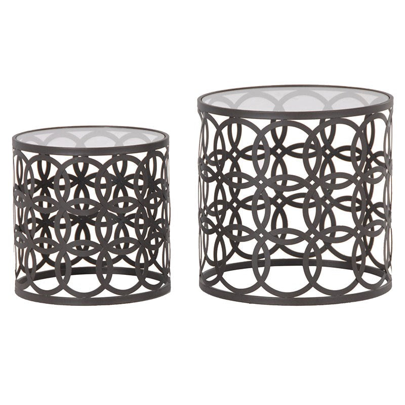 Set of 2 Black Round Nesting Tables