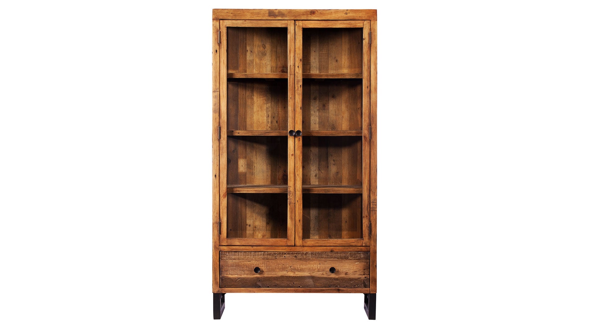 rustic wood display cabinet