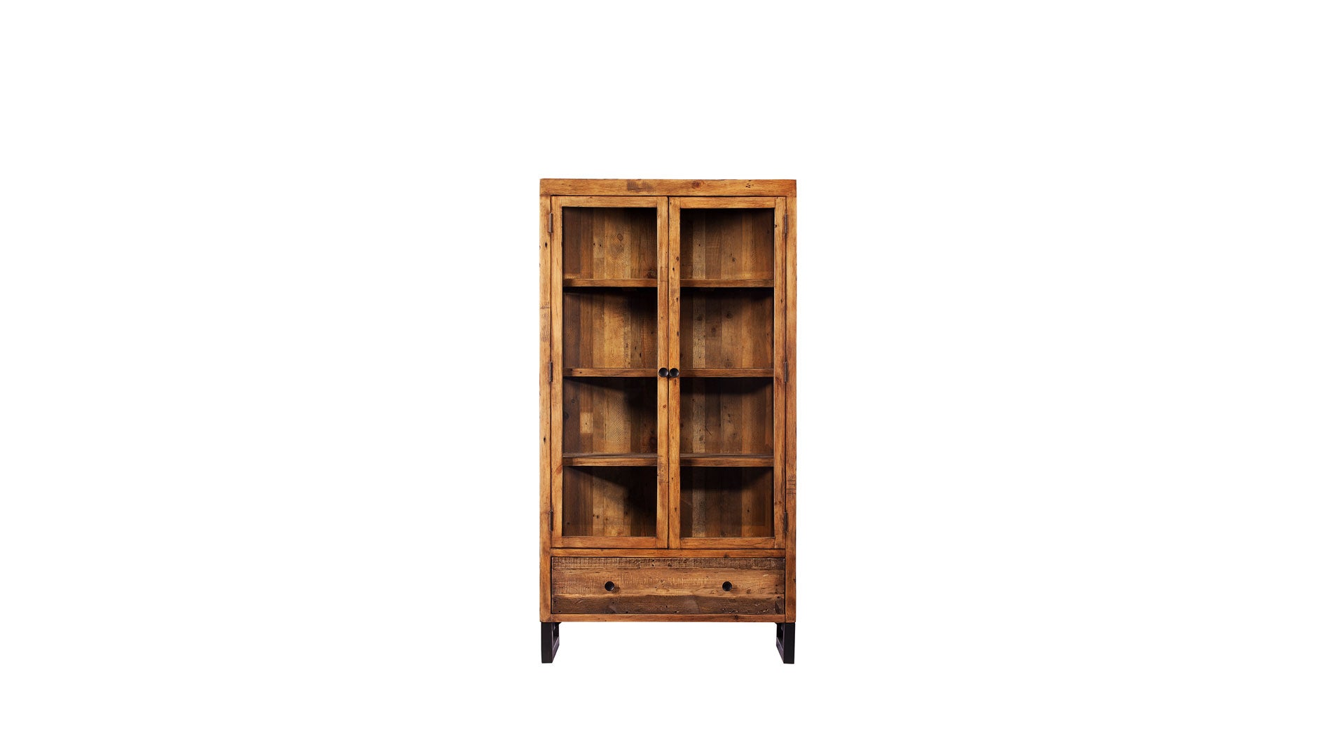 rustic wood display cabinet