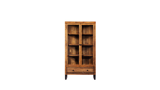 rustic wood display cabinet