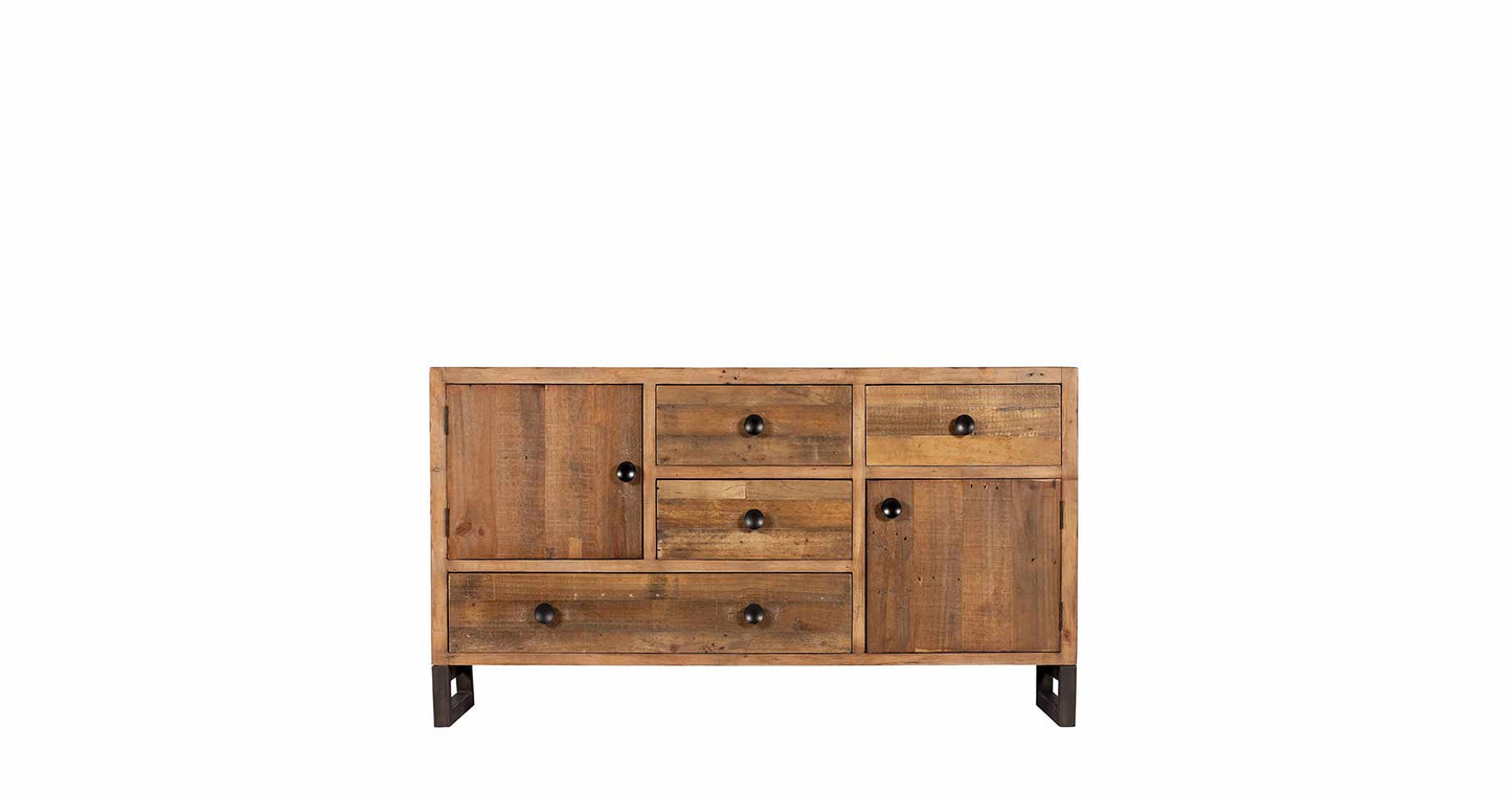 rustic wood wide sideboard with a natural wood finish