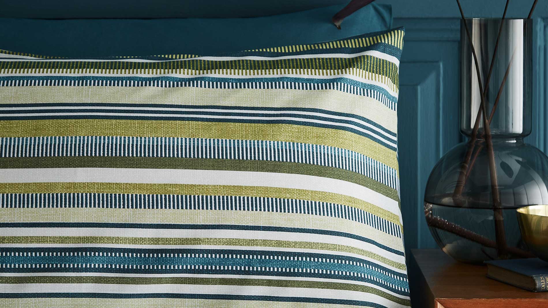 Striped duvet set green