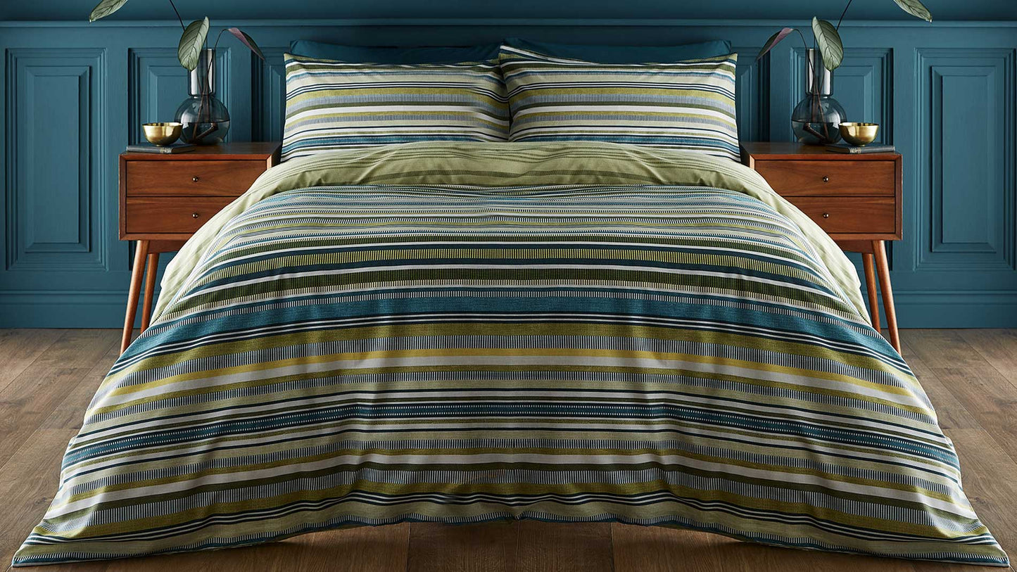 Striped duvet set green