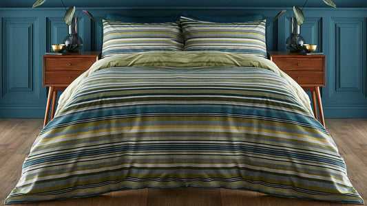 Striped duvet set green