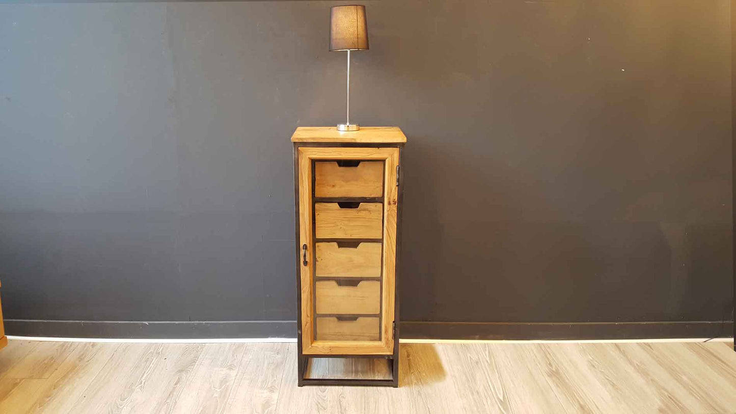 Rustic Teak 5 Drawer Tallboy