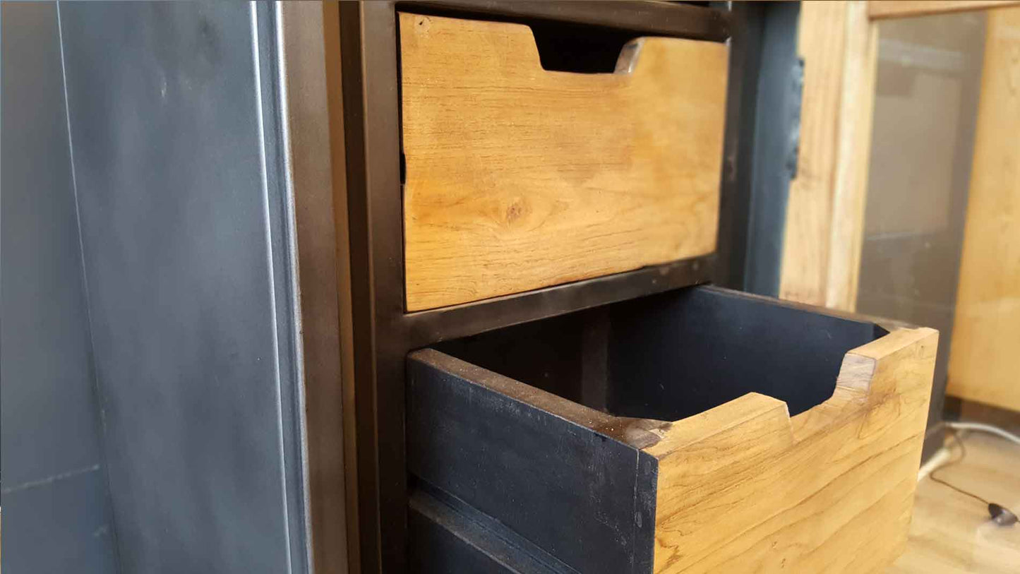 Rustic Teak 5 Drawer Tallboy