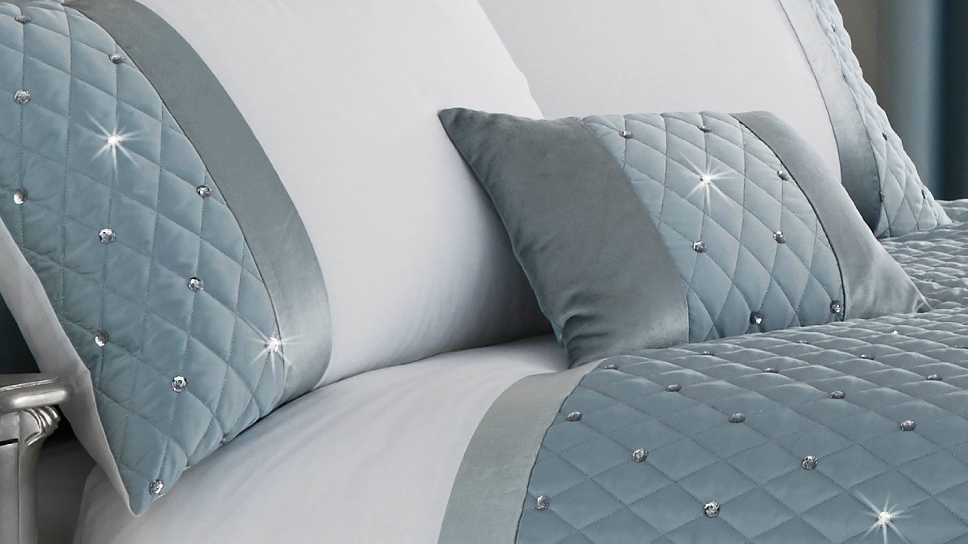 Sequin duck egg duvet set