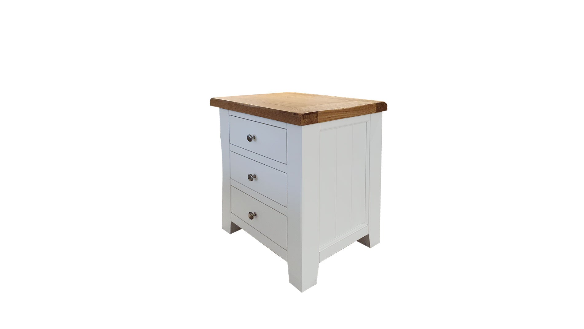 3 drawer white bedside locker