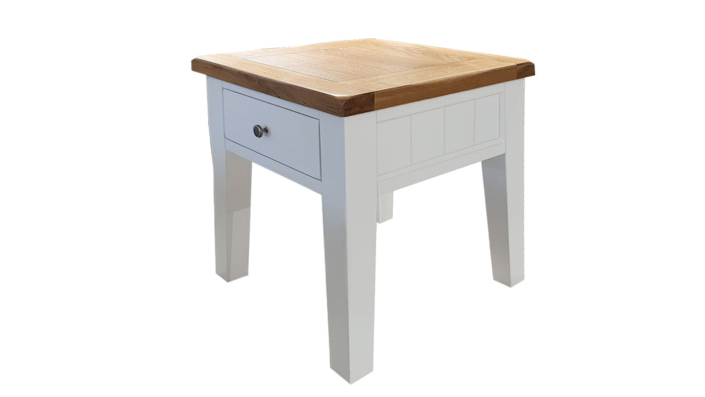 white two tone lamp table