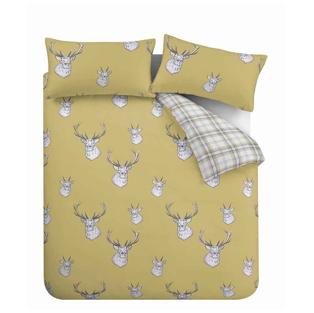 Stags Head Ochre Duvet Set: Various Sizes