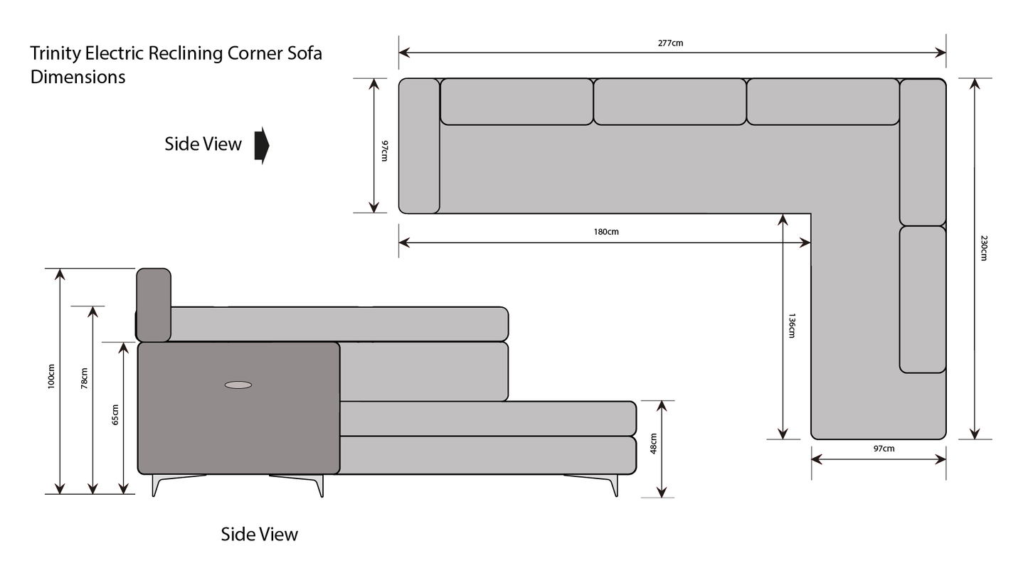 Trinity Electric Reclining Corner Sofa