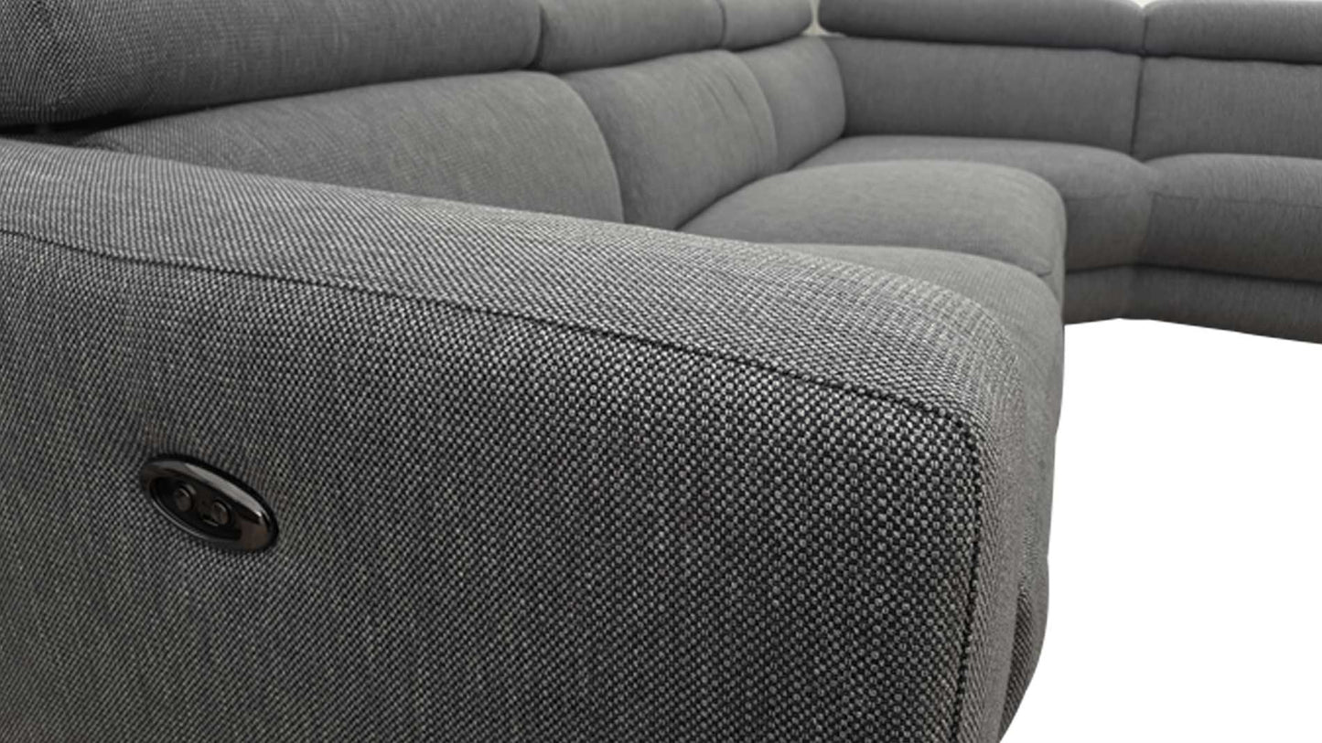 trinity fabric electric reclining corner sofa usb port