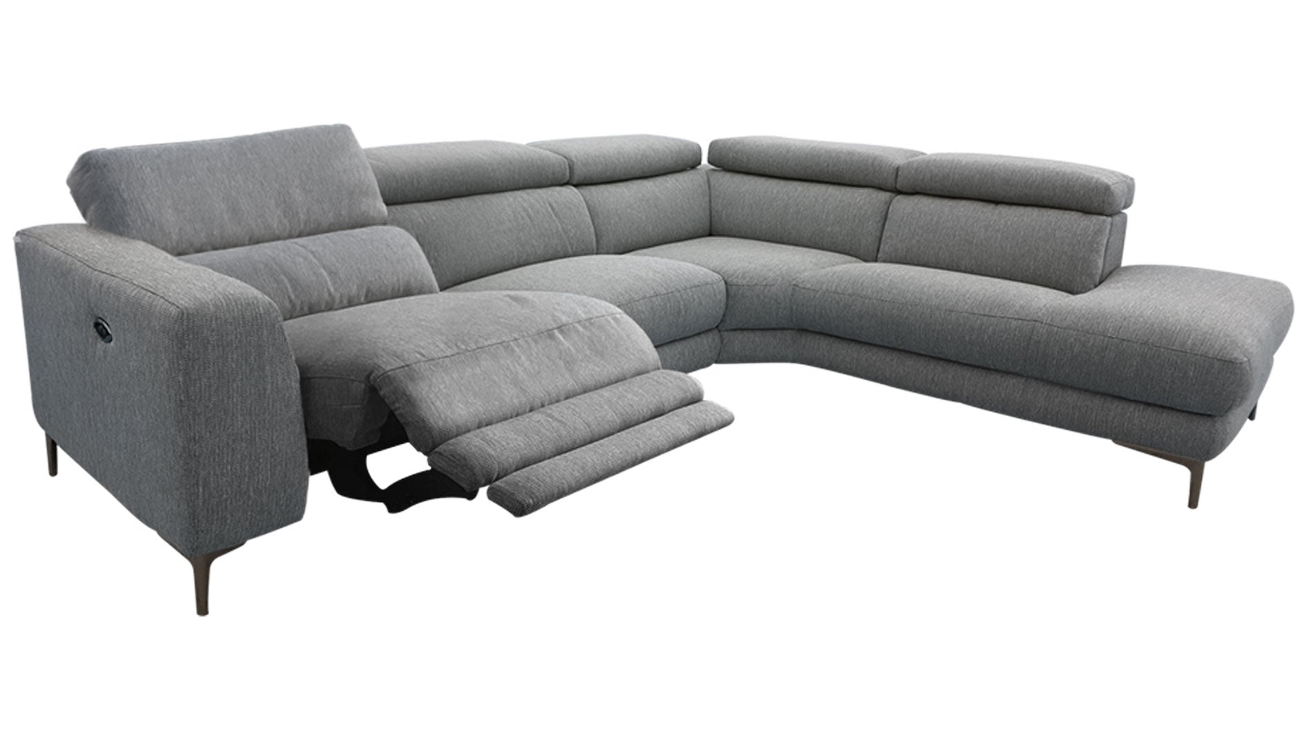 trinity fabric electric reclining corner sofa usb port