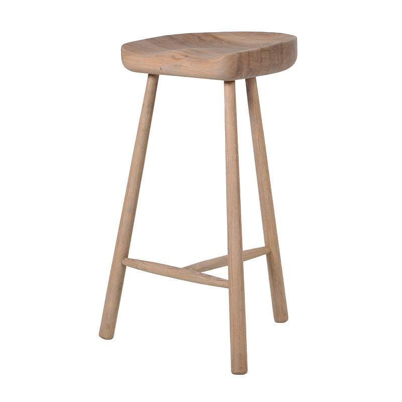 Weathered Oak Farmhouse Bar Stool - 3 Leg Frame