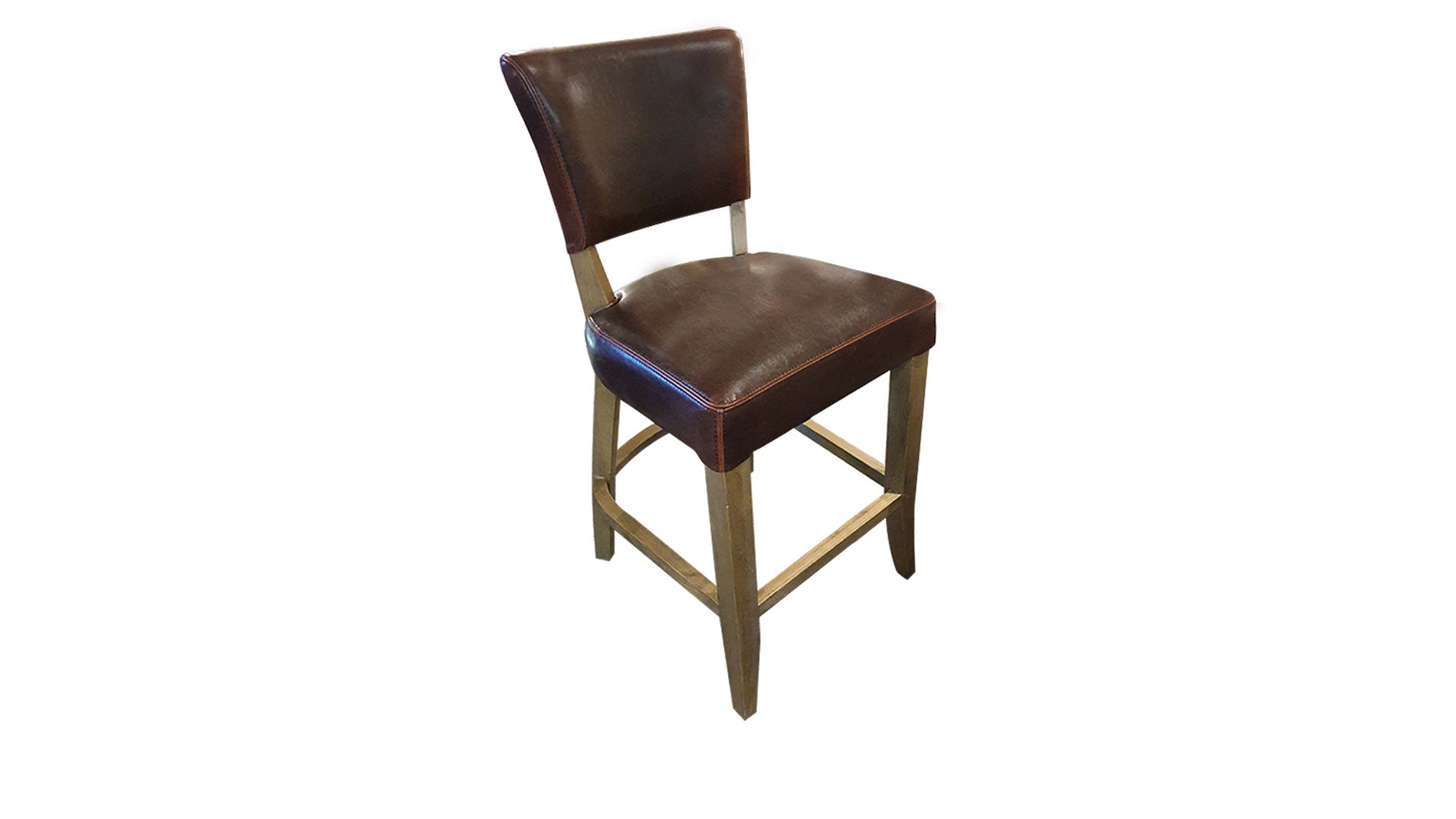 oak bar chair in brown leather