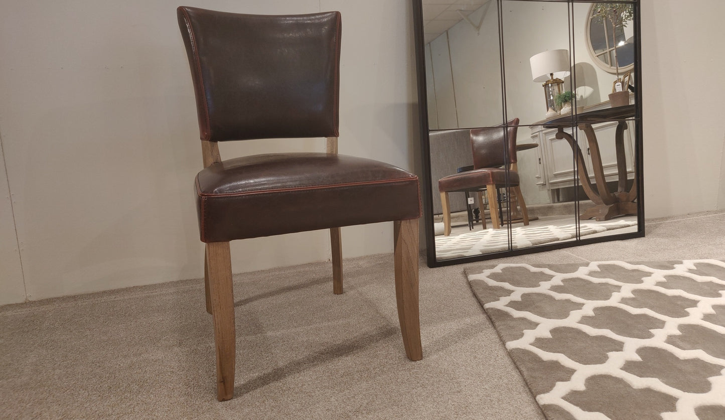 Weathered Oak Leather Dining Chair