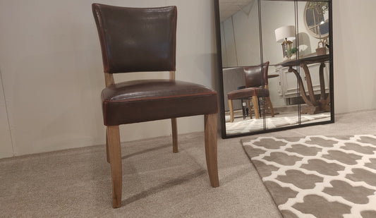 Weathered Oak Leather Dining Chair