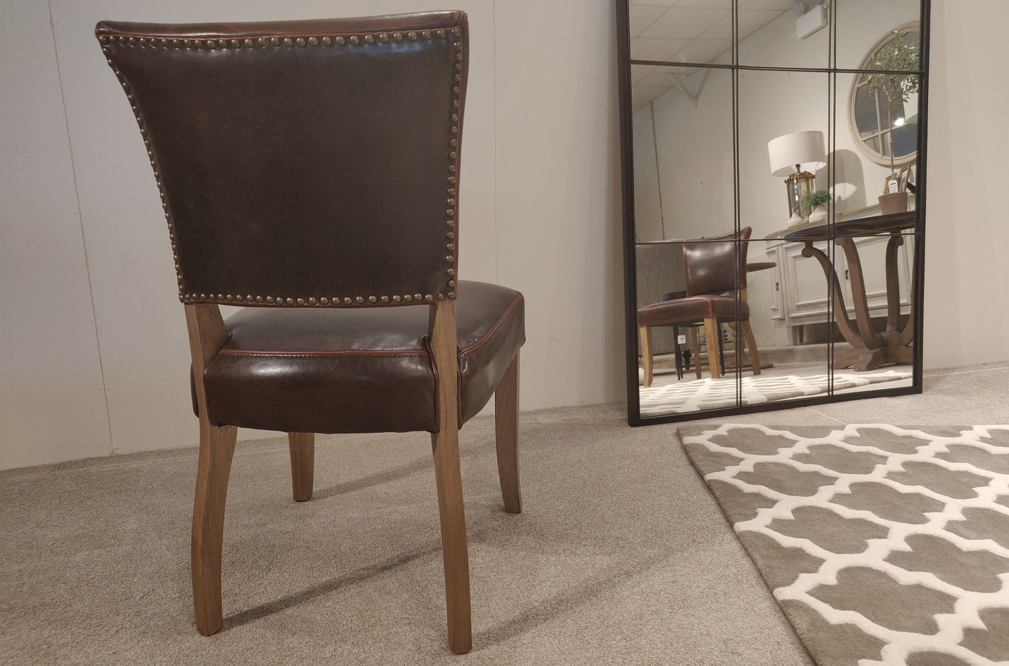 Weathered Oak Leather Dining Chair