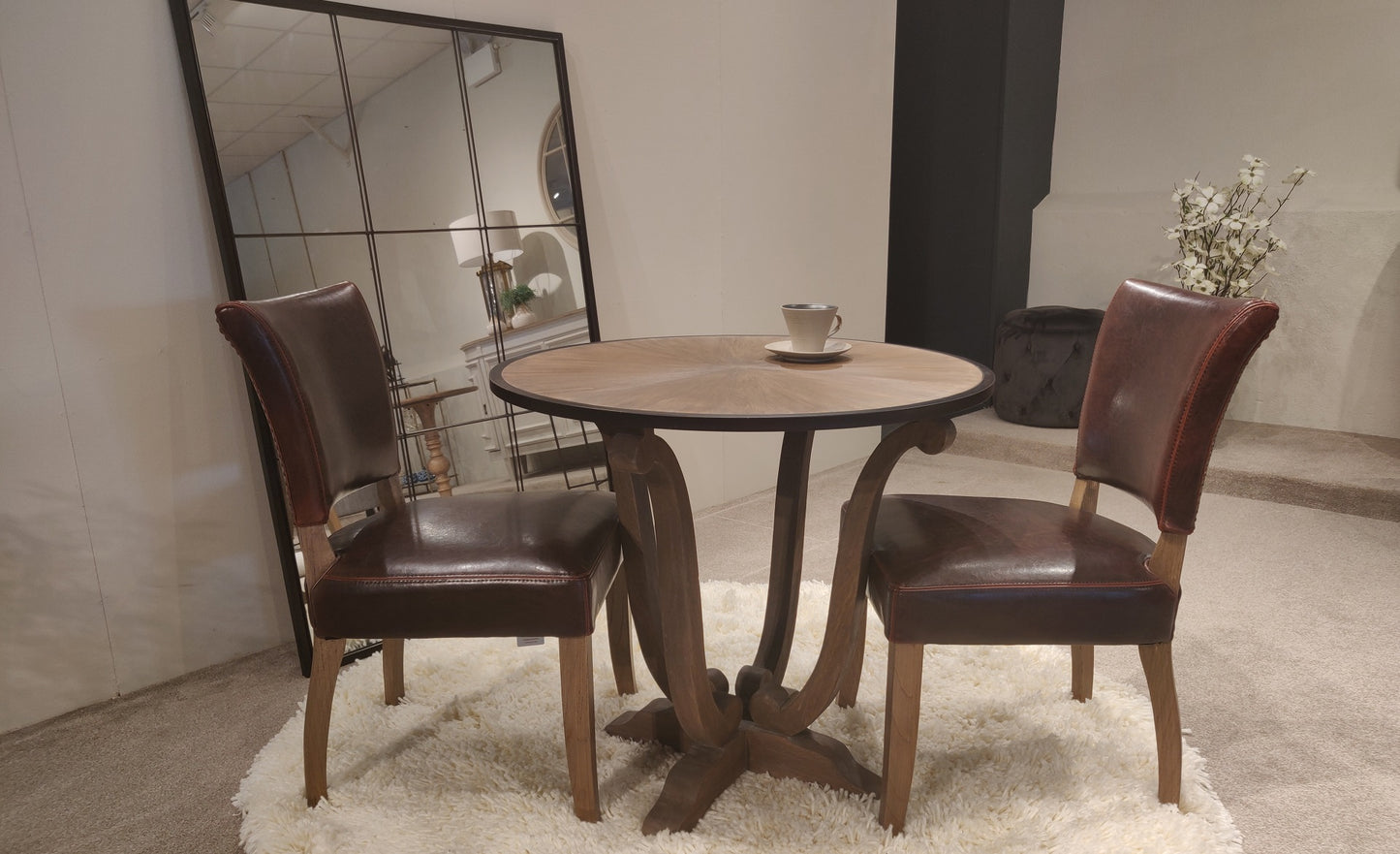 Weathered Oak Leather Dining Chair