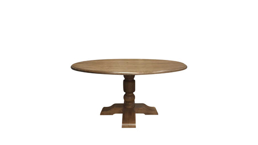 weathered oak dining table, 1.5m dining table, circular dining table