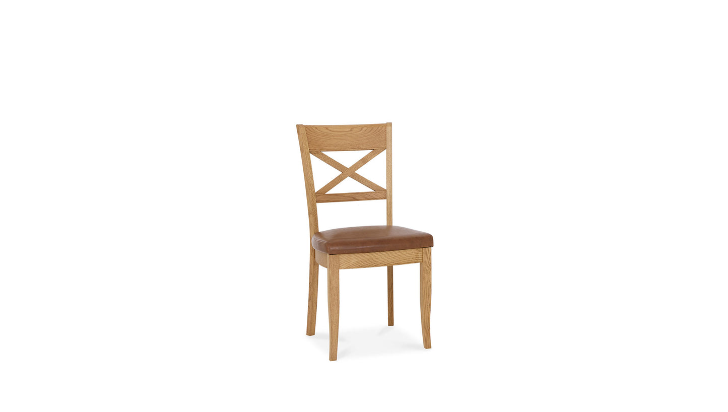 oak dining chair faux leather seat upholstered