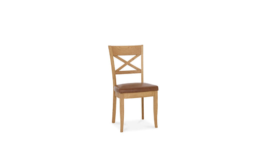 oak dining chair faux leather seat upholstered