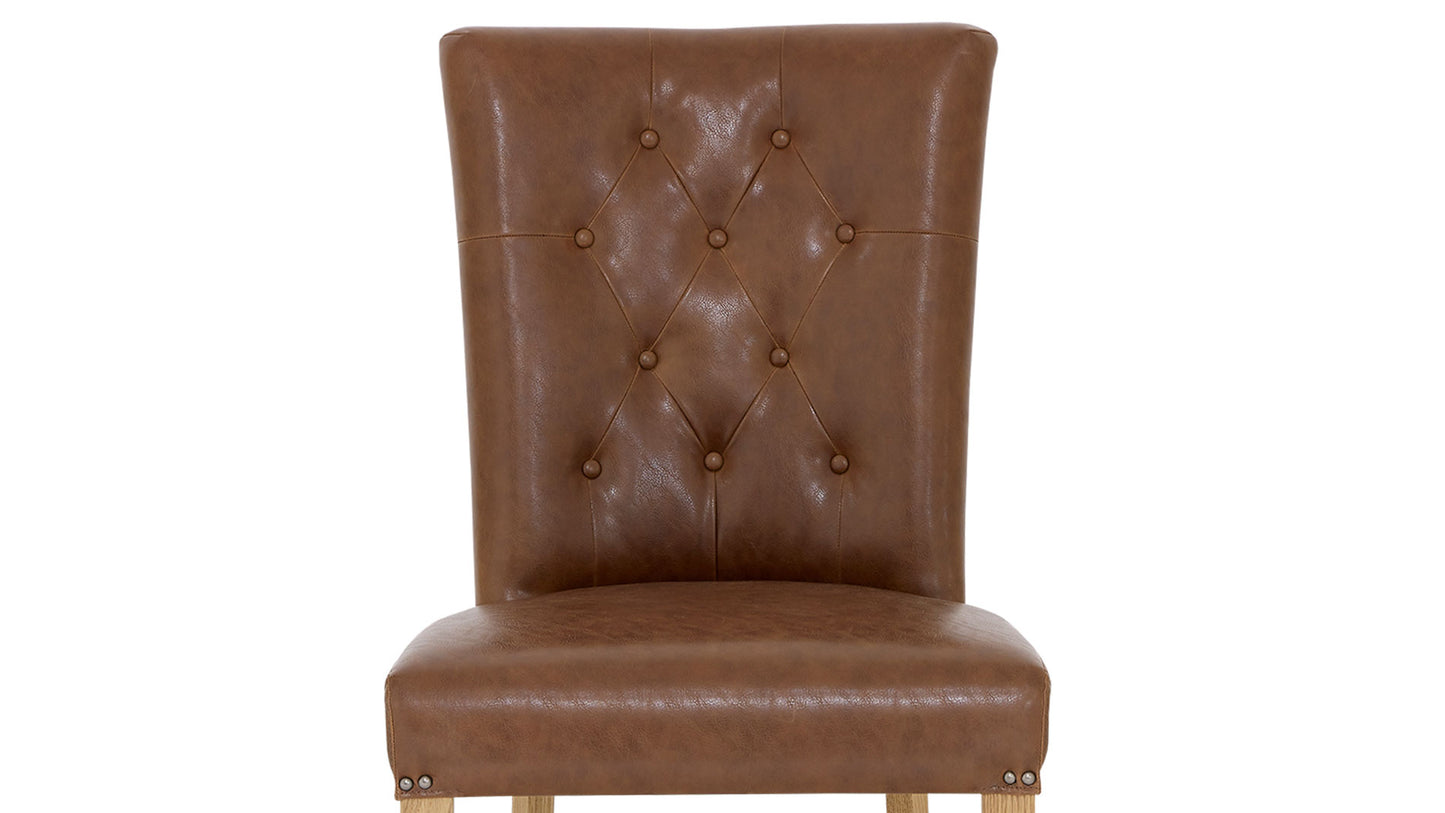 brown upholstered dining chair faux leather
