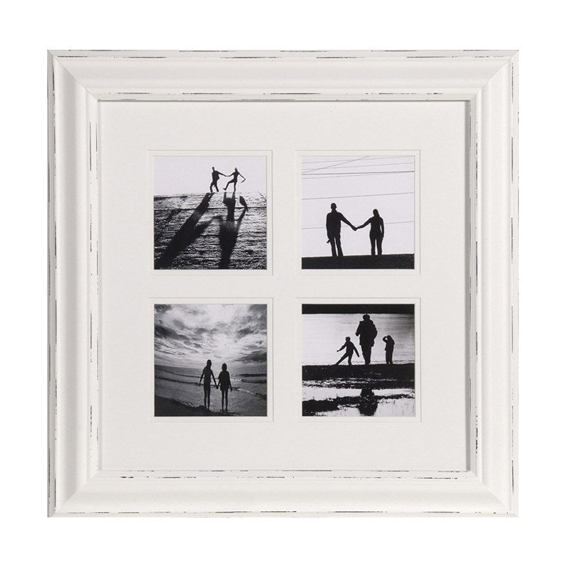 White Distressed 4 Pic Photo Frame