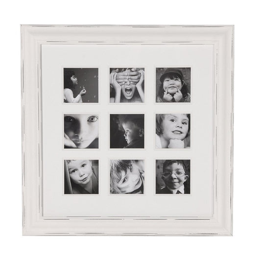 White Distressed 9 Pic Photo Frame