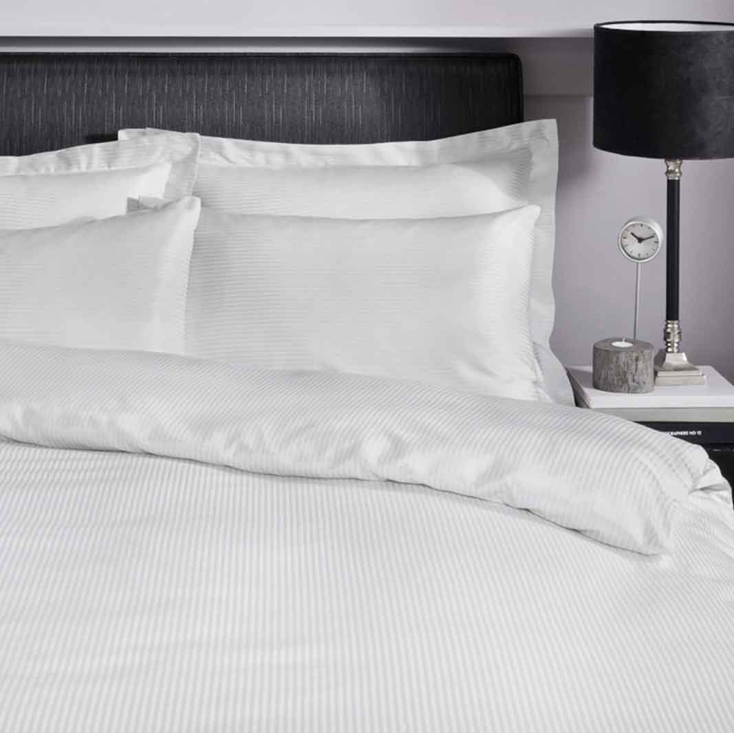 White Stripe Duvet Set: Various Sizes