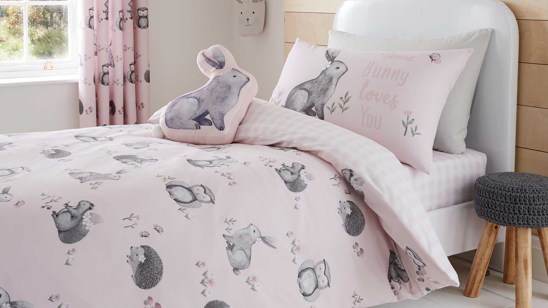 Girl bed linen rabbit print girls bed linen