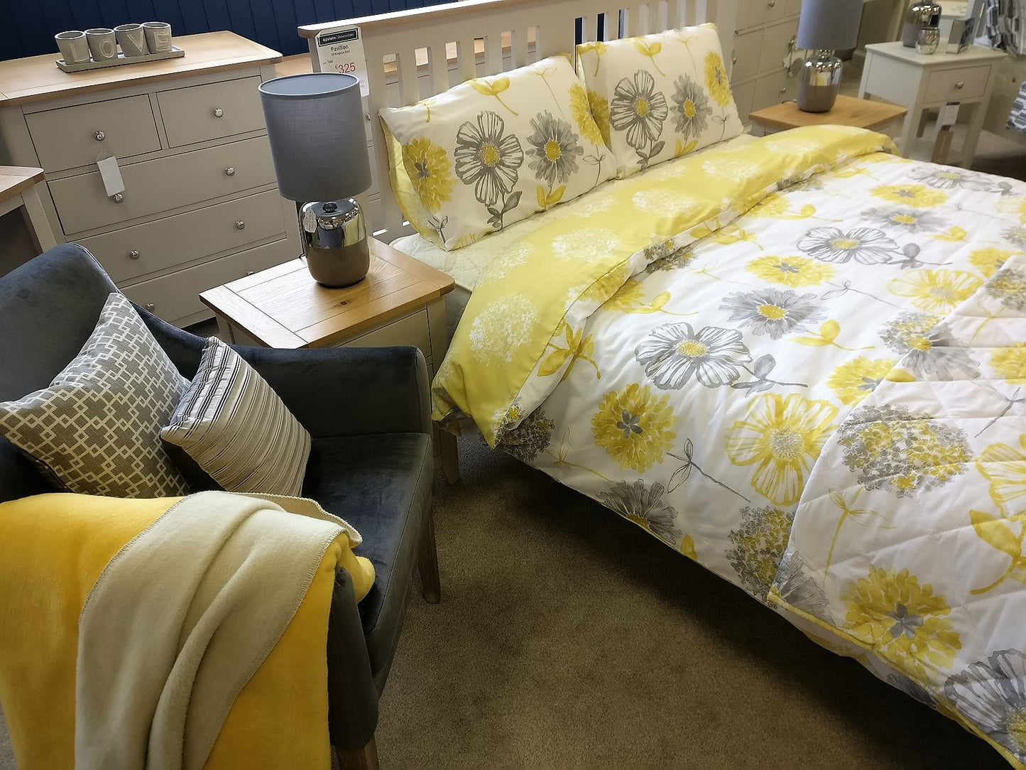 Yellow Floral Duvet Set: Various Sizes