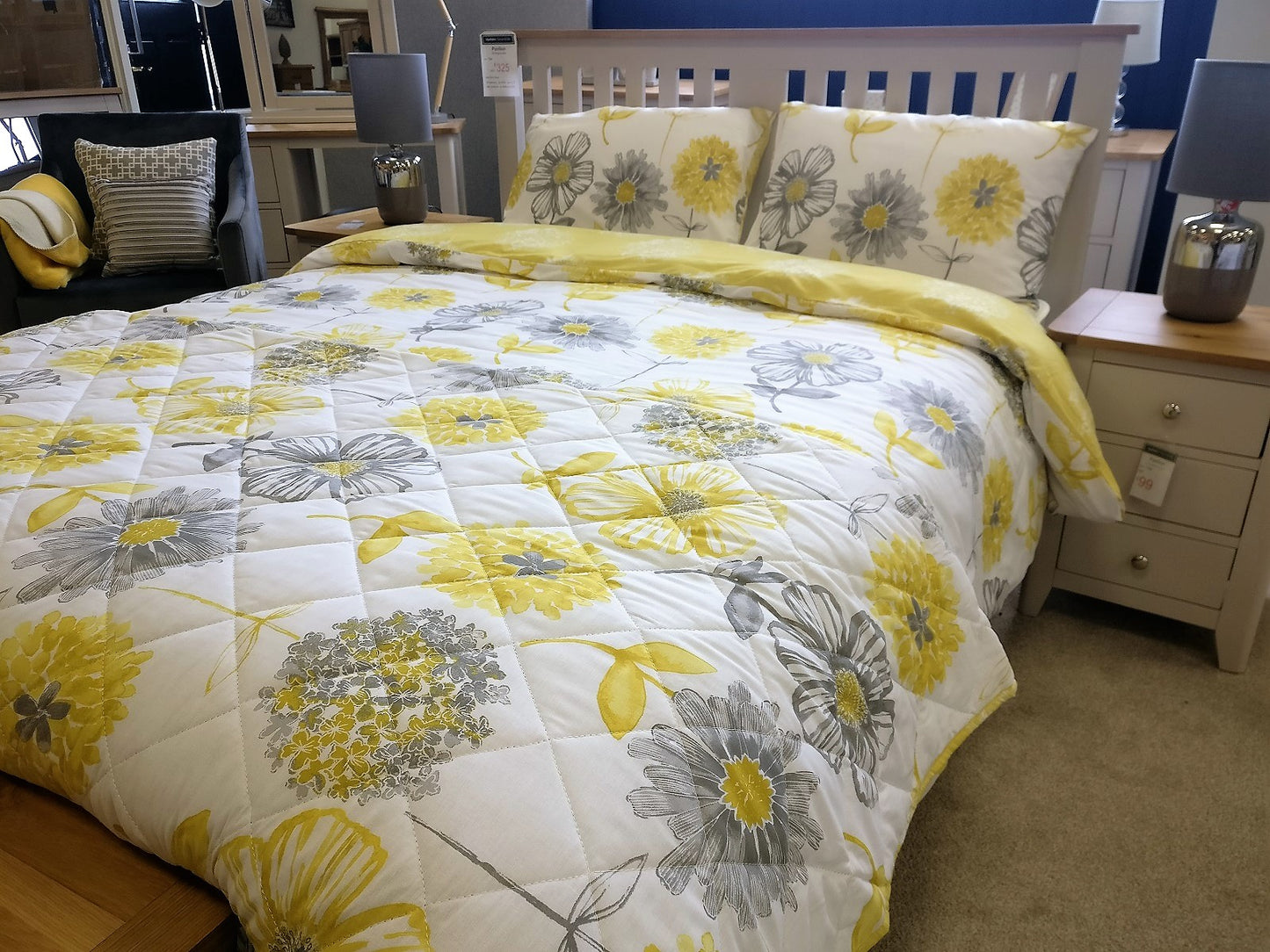 Yellow Floral Duvet Set: Various Sizes